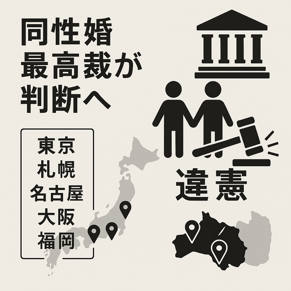 同性婚 最高裁が判断へ 高裁はいずれも不利益を考慮して「違憲」