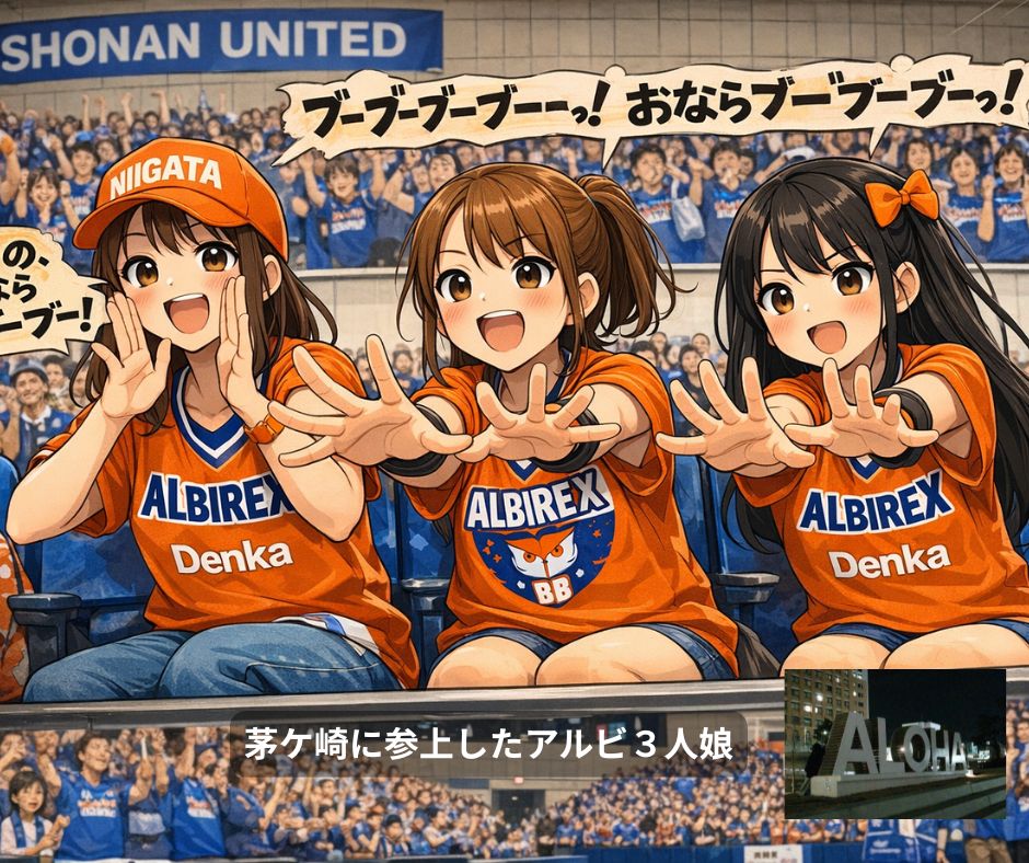 茅ケ崎に参上したアルビ三人娘